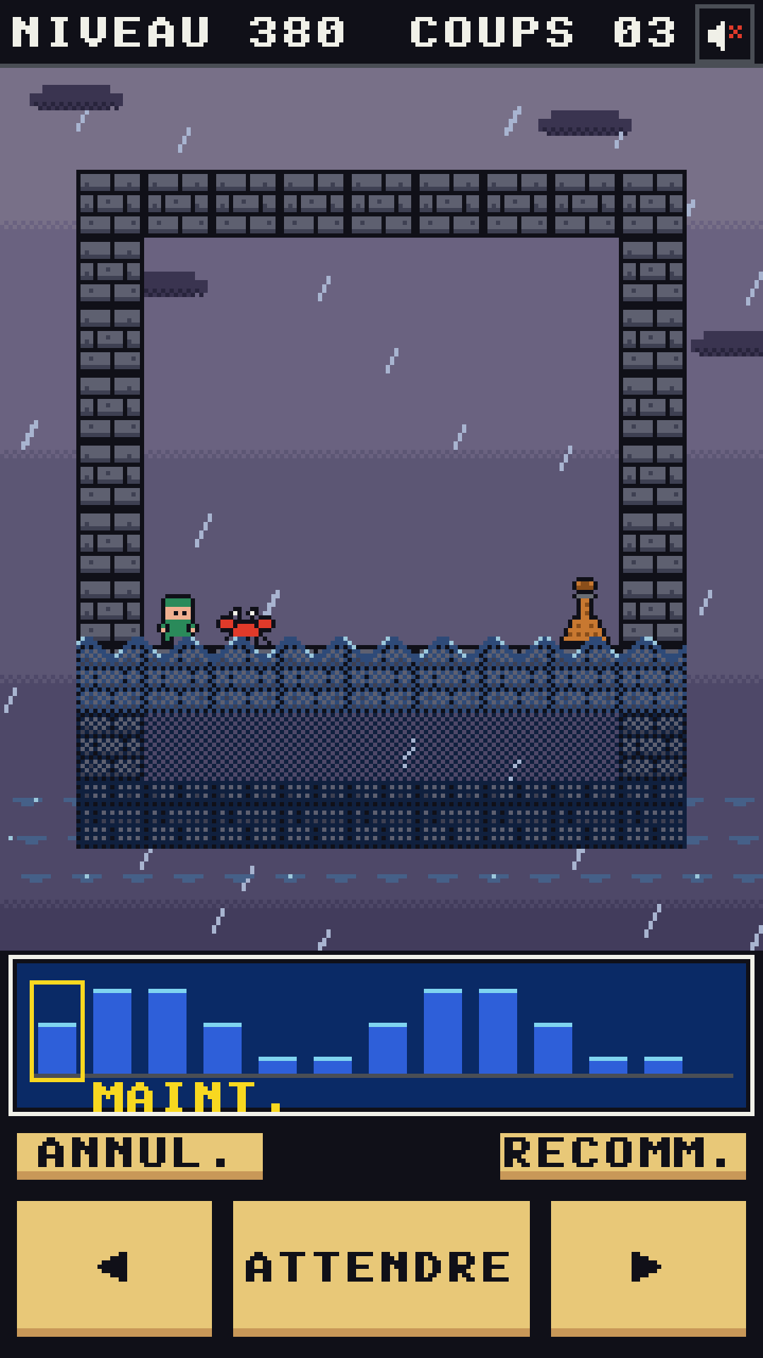 Un niveau du monde Tempête, sous la pluie et les éclairs.